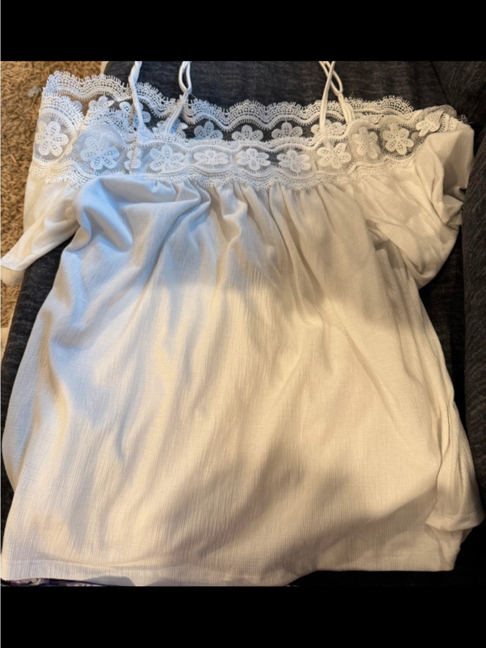 Daytrip White Off-Shoulder Lace-Trim Blouse xl sweet sexy top